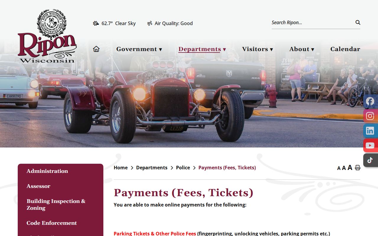 Ripon court docket municipal citation payment route